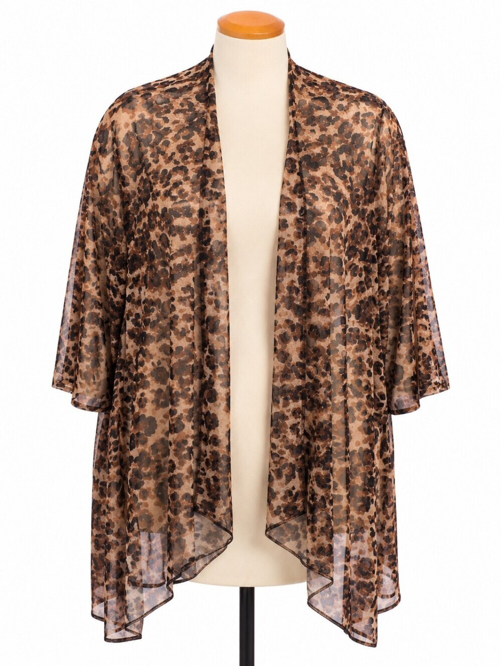 Mirror Image Women's Leopard Print Stretch Mesh Kimono Cardigan Cover Up Sz 2X